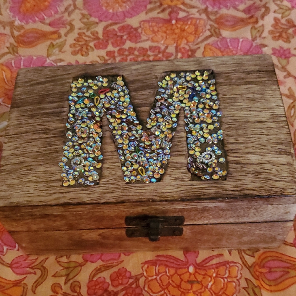Dainty Monogrammed Wood Keepsake, Jewelry Or Storage Box